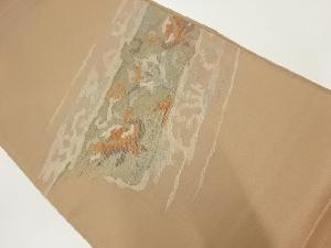 アンティーク 変わり横段に花鳥更紗模様織出し袋帯(材料)